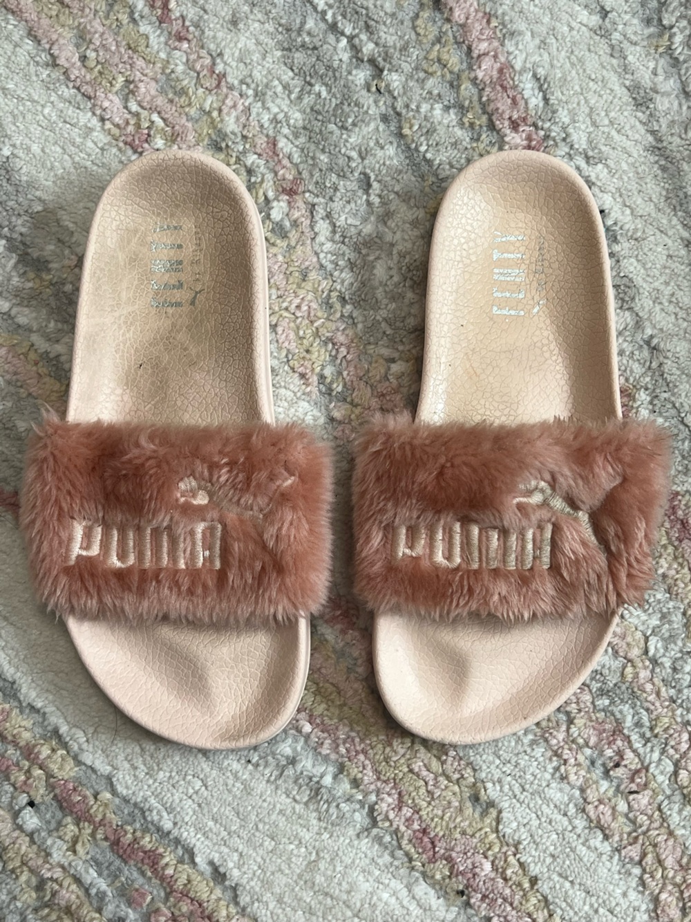 PUMA Women's Fenty Fur Slide Sandals - Blush